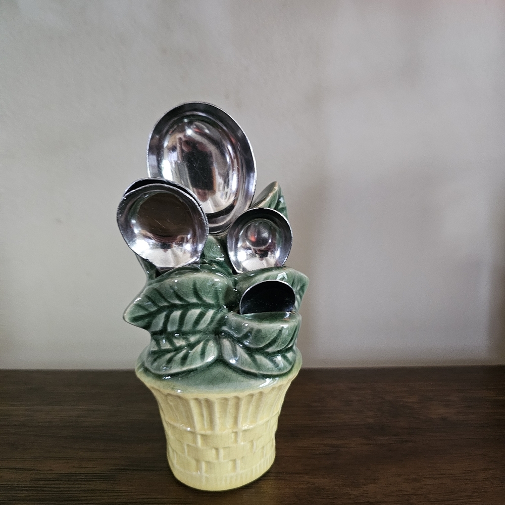 Vintage Measuring Spoon Holder Ceramic Plant